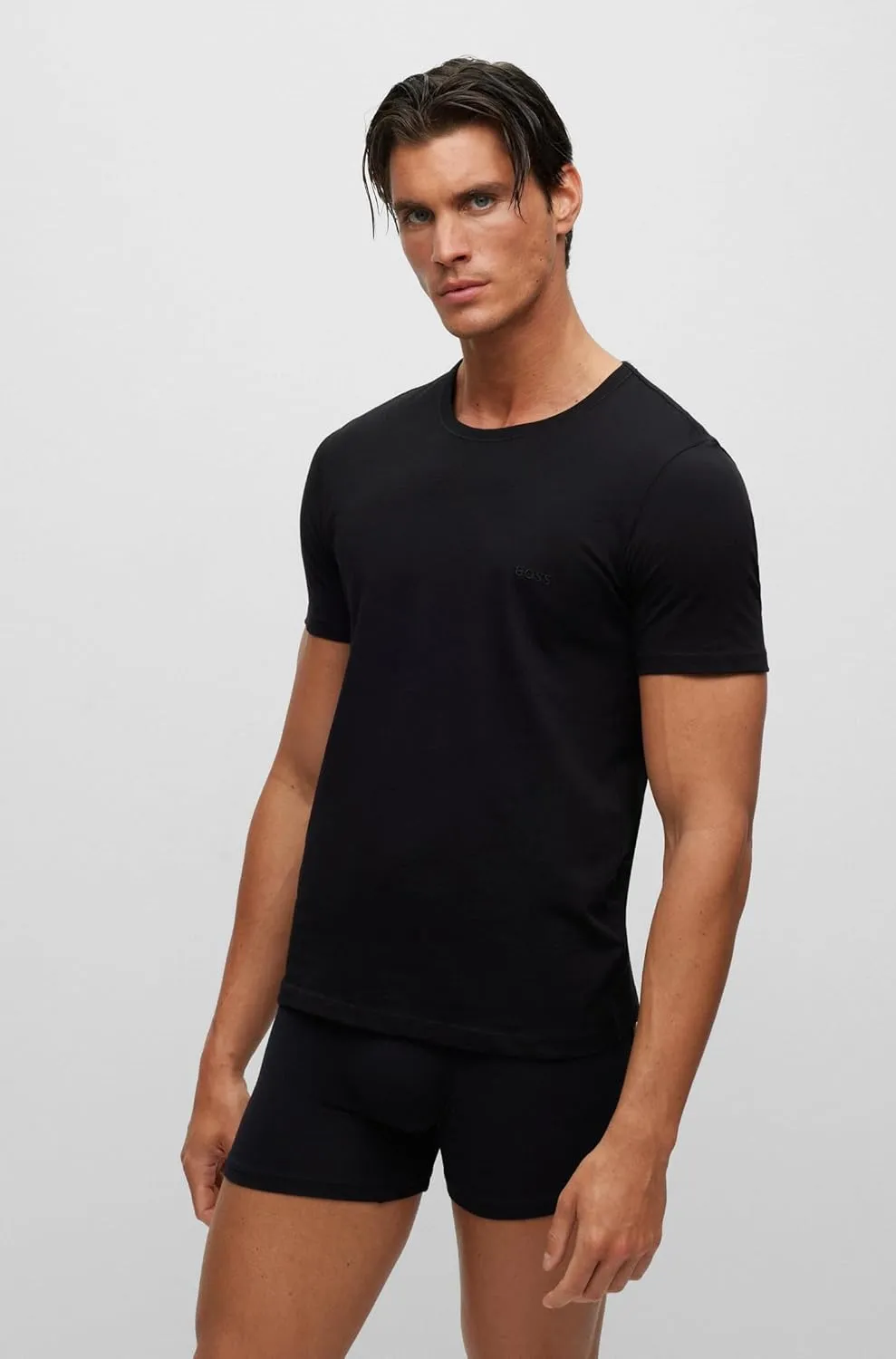 BOSS Men's Logo Embroidered Cotton Tee 3 Pack