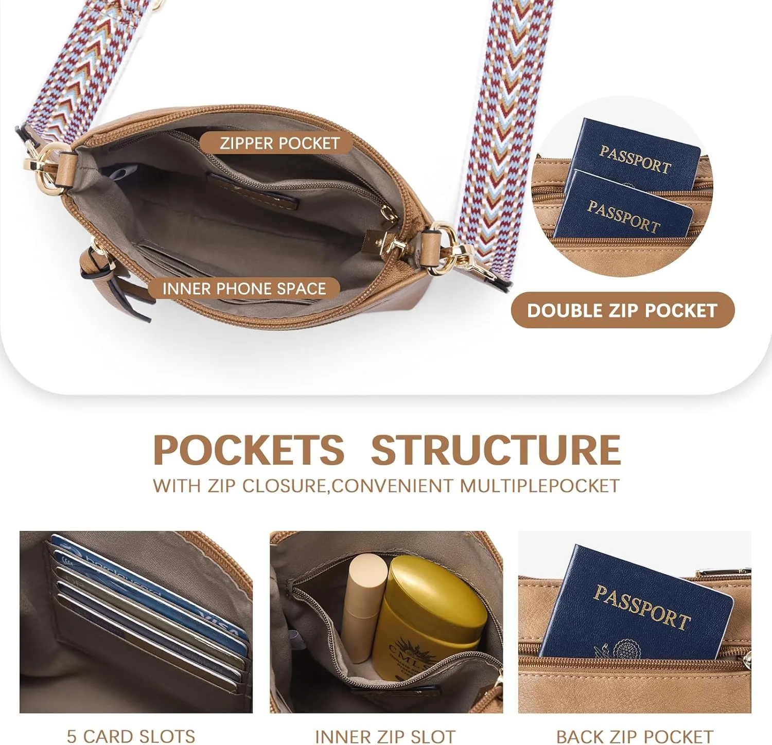 BOSTANTEN Crossbody Bags for Women Trendy Vegan Leather Purse Designer Shoulder Handbags with Adjustable Strap Zipper Pocket