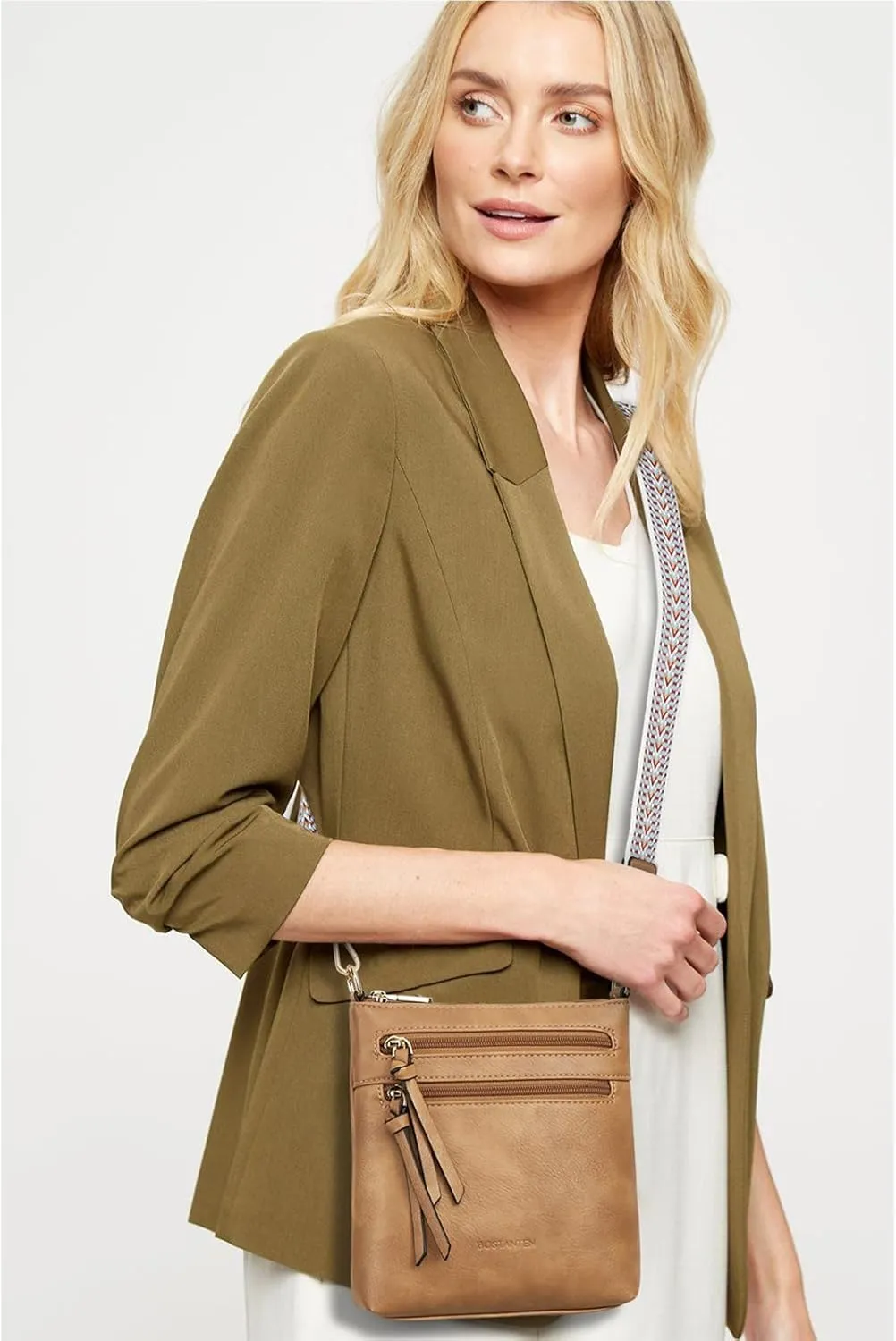 BOSTANTEN Crossbody Bags for Women Trendy Vegan Leather Purse Designer Shoulder Handbags with Adjustable Strap Zipper Pocket