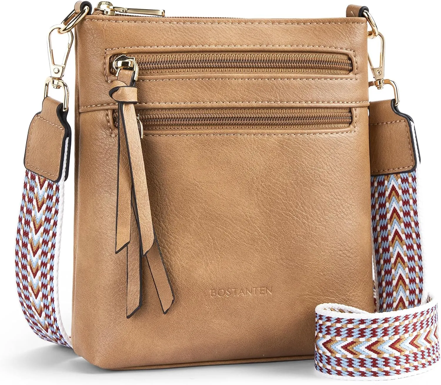 BOSTANTEN Crossbody Bags for Women Trendy Vegan Leather Purse Designer Shoulder Handbags with Adjustable Strap Zipper Pocket