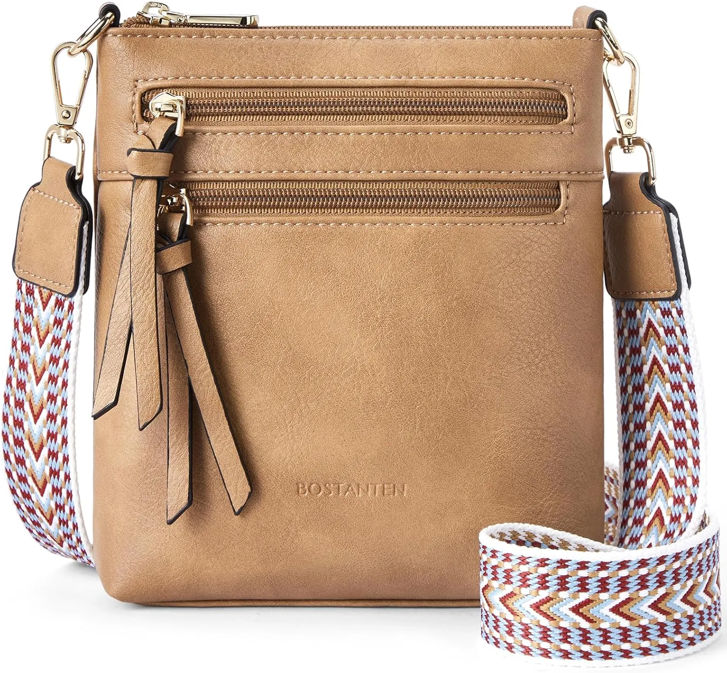 BOSTANTEN Crossbody Bags for Women Trendy Vegan Leather Purse Designer Shoulder Handbags with Adjustable Strap Zipper Pocket