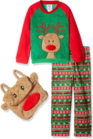 Boys' Guide My Sleigh 2pc Pajama Set with Plush Bag