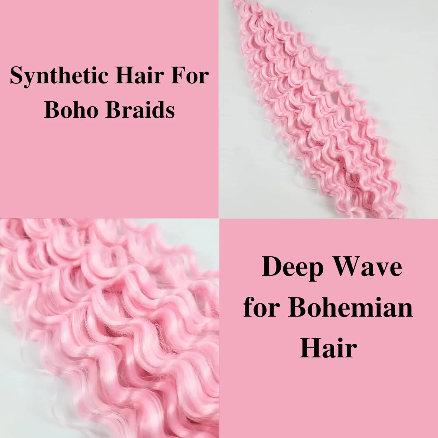 Braiding Hair Pre stretched Pink Curly Deep Wave Crochet Braids Boho Prestretched Hypoallergenic Braiding Hair Ez Braid Micro Knotless Itch Free