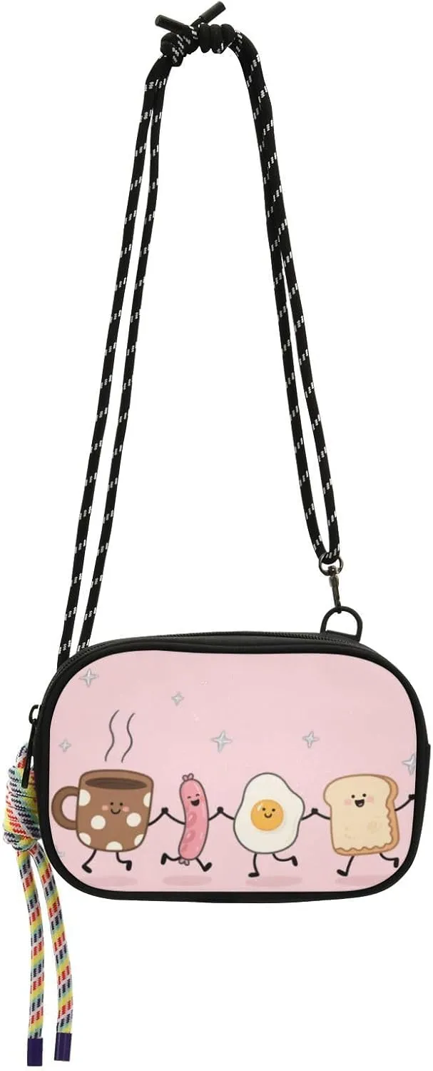 Breakfast Food Dance Funny Mini Crossbody Bag for Womens Comfort with Adjustable Strap Small Handbags Have a meal