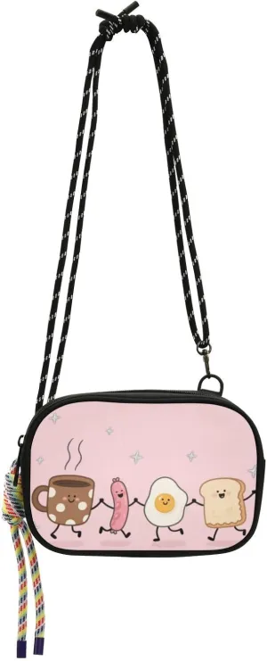 Breakfast Food Dance Funny Mini Crossbody Bag for Womens Comfort with Adjustable Strap Small Handbags Have a meal