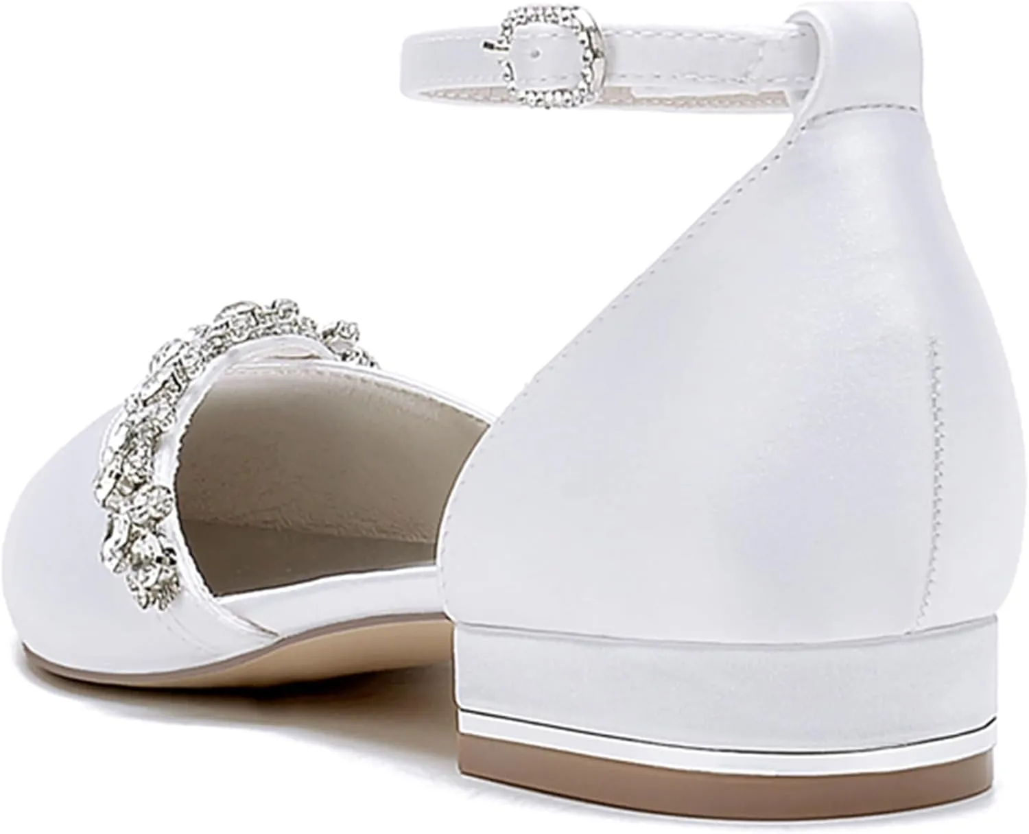 Bride Comfortable Wedding Shoes Womens Prom Pumps with Rhinestone Chains