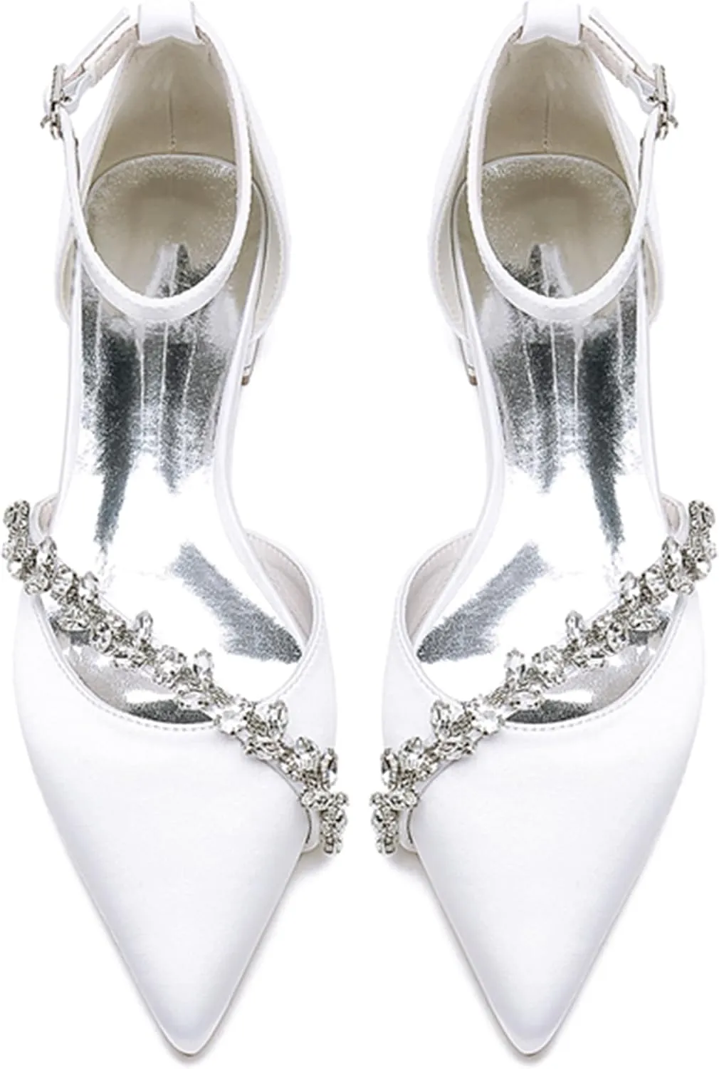 Bride Comfortable Wedding Shoes Womens Prom Pumps with Rhinestone Chains