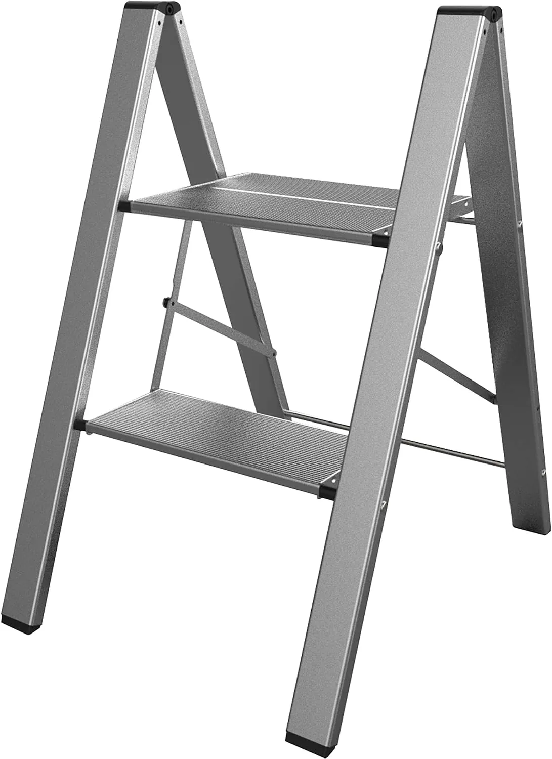 Buffalo Tools STLFFA2 Fold Flat Alum. 2 Step Stool, Grey, Black