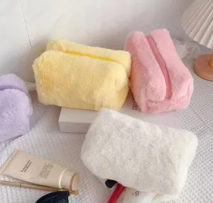 Buy One, Get One Free! Furry Cosmetic Bag, Macaron-colored, Sweet, Large-capacity Storage Bag, High-value Bag