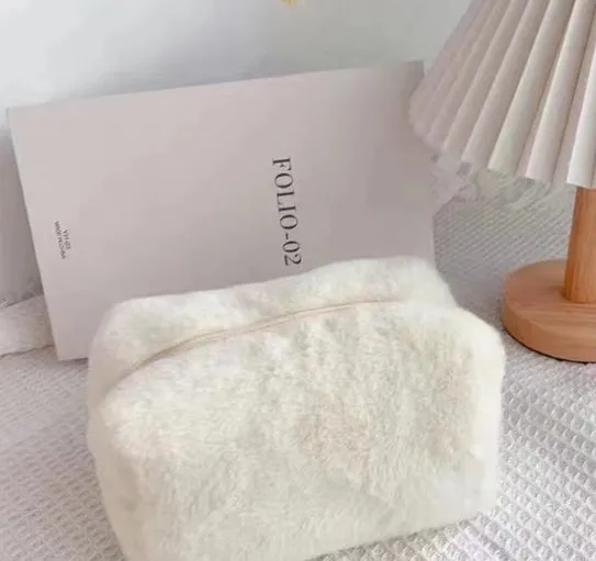 Buy One, Get One Free! Furry Cosmetic Bag, Macaron-colored, Sweet, Large-capacity Storage Bag, High-value Bag