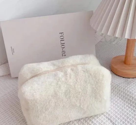 Buy One, Get One Free! Furry Cosmetic Bag, Macaron-colored, Sweet, Large-capacity Storage Bag, High-value Bag