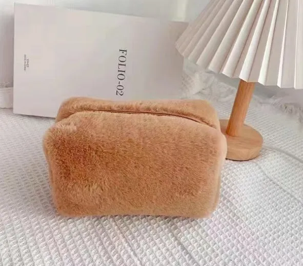 Buy One, Get One Free! Furry Cosmetic Bag, Macaron-colored, Sweet, Large-capacity Storage Bag, High-value Bag