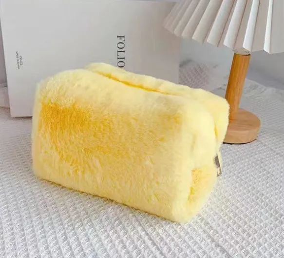 Buy One, Get One Free! Furry Cosmetic Bag, Macaron-colored, Sweet, Large-capacity Storage Bag, High-value Bag