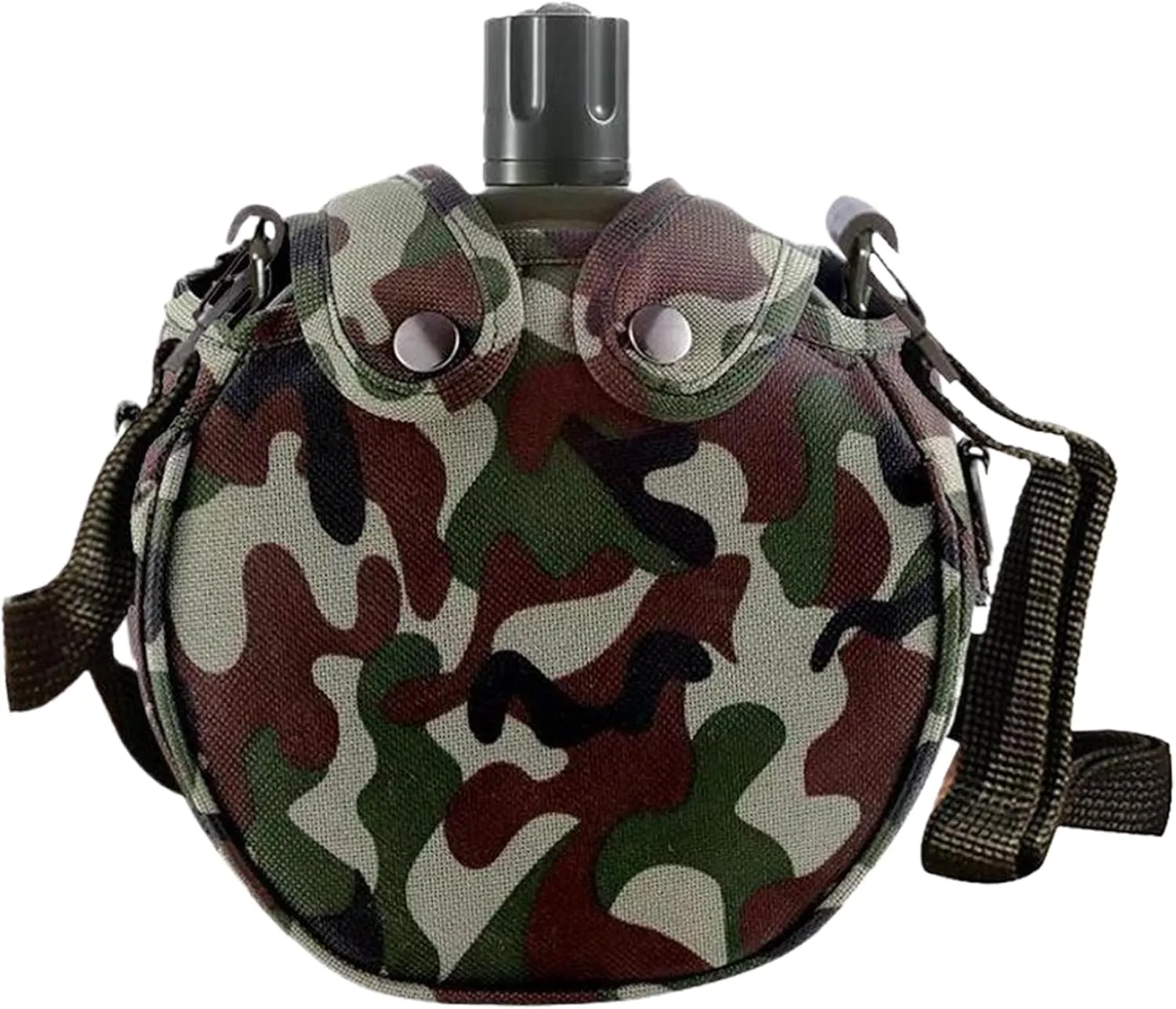 Canteen Water Bottle Leakproof Stainless Steel Canteen with Camouflage Cover & Strap, Portable Multi-Functional Canteen Water Bottle for Outdoor Camping Hiking, 550Ml,Canteen 5x7x2