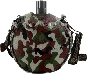Canteen Water Bottle Leakproof Stainless Steel Canteen with Camouflage Cover & Strap, Portable Multi-Functional Canteen Water Bottle for Outdoor Camping Hiking, 550Ml,Canteen 5x7x2