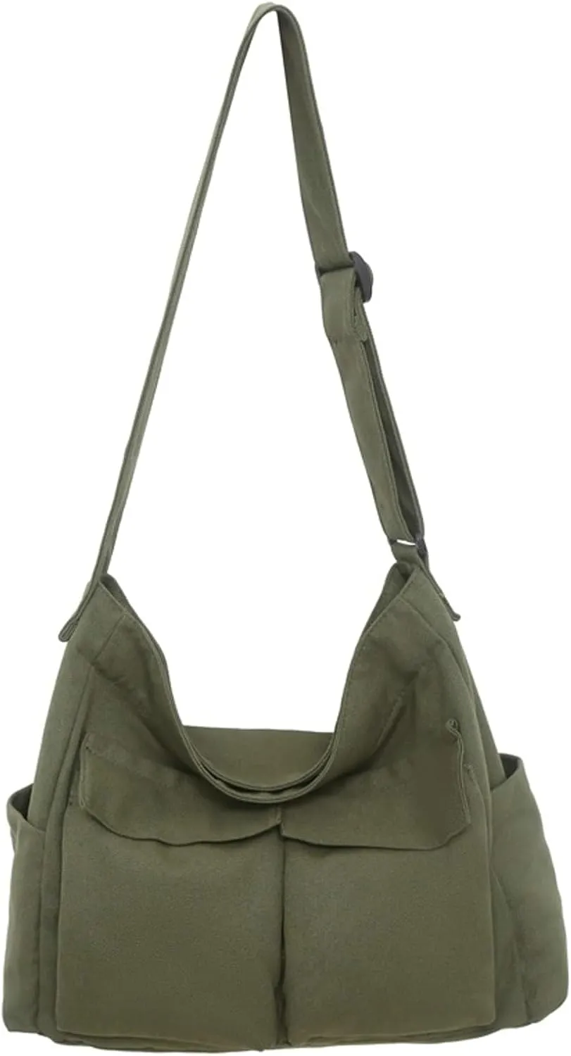 Canvas Crossbody Bag Corduroy Multi-Pocket Shoulder Tote 2025 Unisex College Casual Couple Daily Bag Work