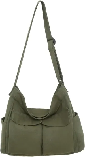 Canvas Crossbody Bag Corduroy Multi-Pocket Shoulder Tote 2025 Unisex College Casual Couple Daily Bag Work