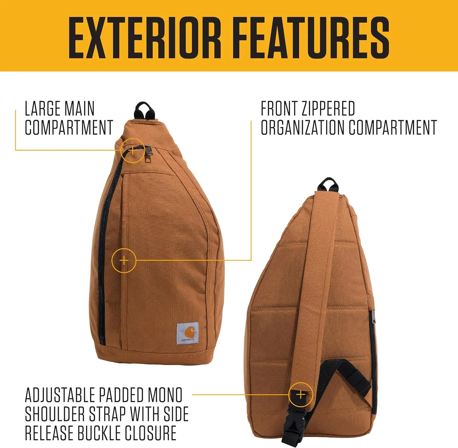 Carhartt Durable Sling Bag, Side Release Buckle, Tablet Sleeve and Adjustable Strap, Crossbody Backpack (Greenstone), One Size