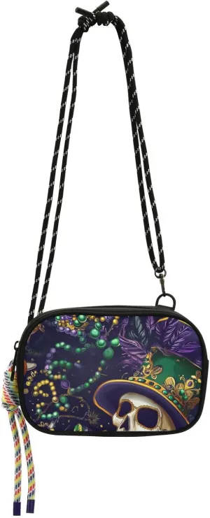 Carnival Green Purple Skull Small Crossbody Purse for Mens Trendy with Credit Card Slots Handbags Have a meal