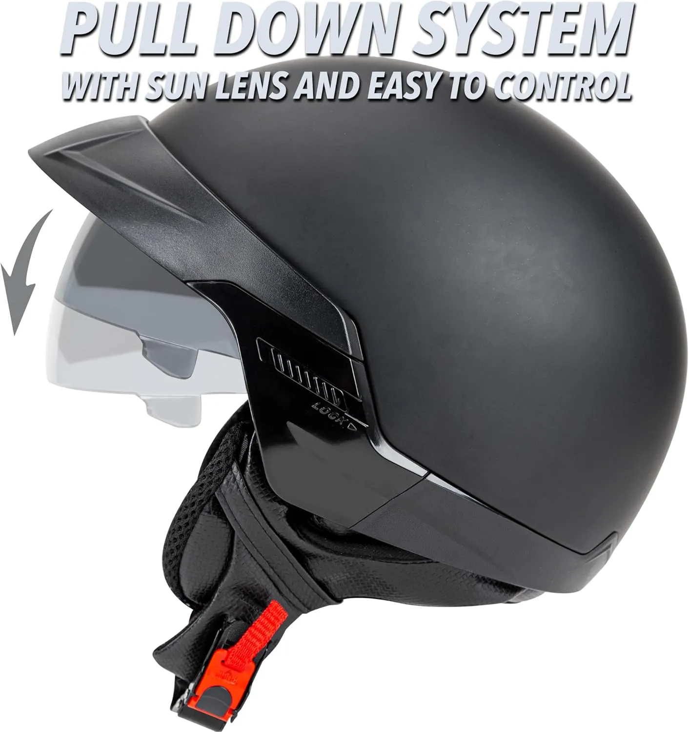 Cartman Motorcycle Open Face Helmet with Sun Visor Quick Release Buckle, DOT Approved, X-Large