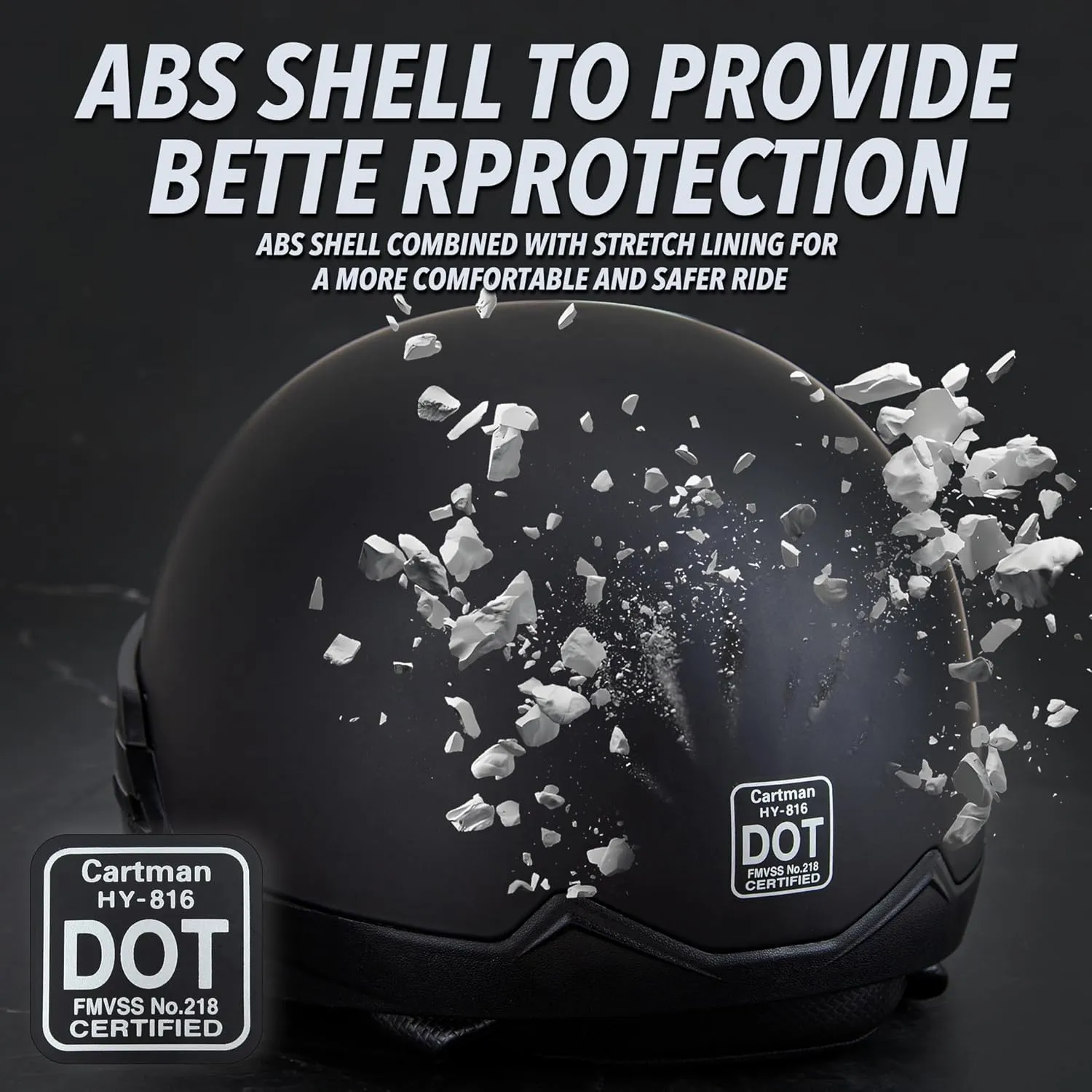 Cartman Motorcycle Open Face Helmet with Sun Visor Quick Release Buckle, DOT Approved, X-Large