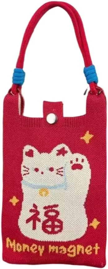 Cartoon Knit Phone Bag – Trendy & Versatile Crossbody Bag for Women, Multi-functional Shoulder & Crossbody Bag & Handbag