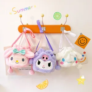 Cartoon Plush Cute Rabbit Drawstring Furry Shoulder Bags