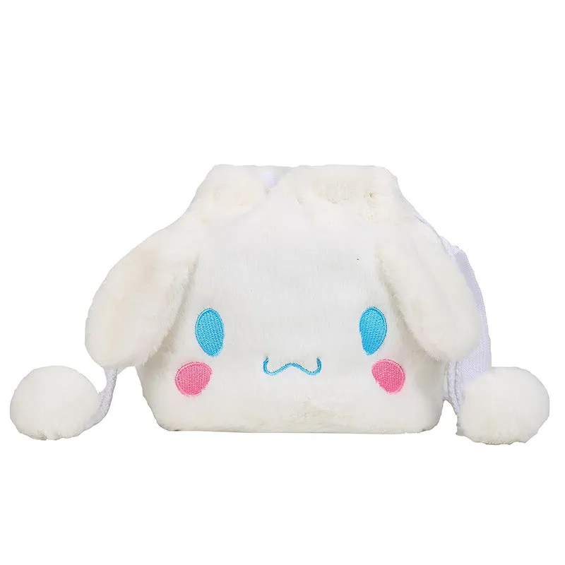 Cartoon Plush Cute Rabbit Drawstring Furry Shoulder Bags