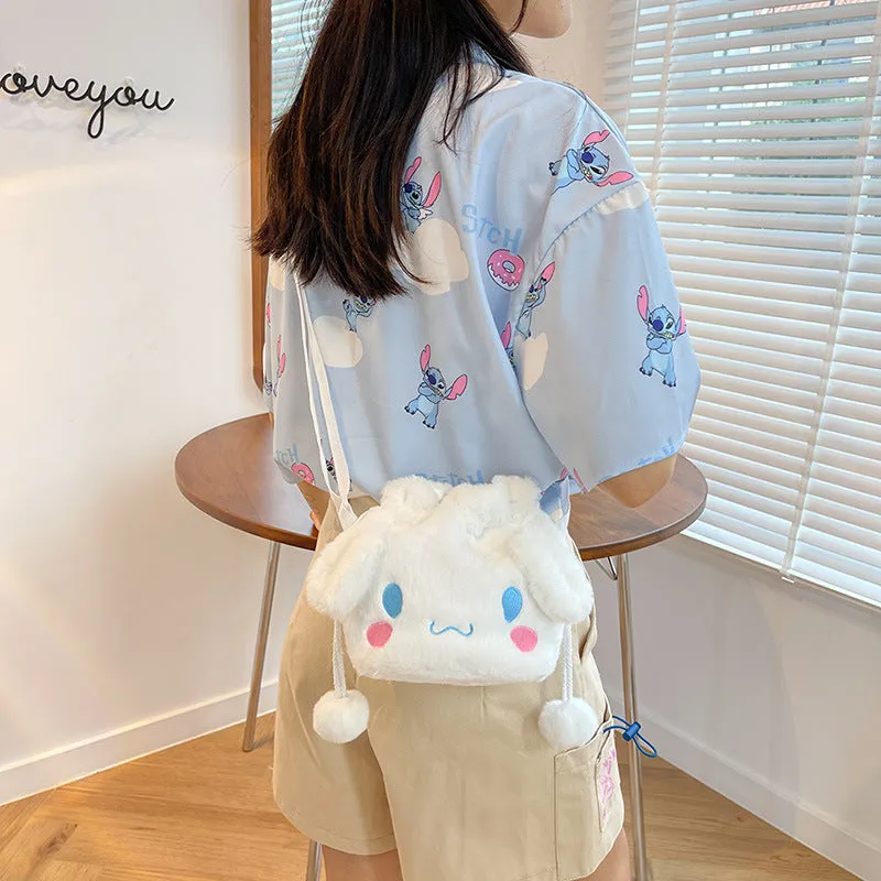 Cartoon Plush Cute Rabbit Drawstring Furry Shoulder Bags