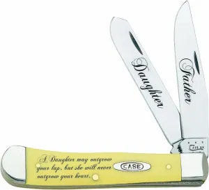 Case XX Knives Father and Daughter Yellow Delrin Trapper Stainless Pocket Knife CAT-FD/Y
