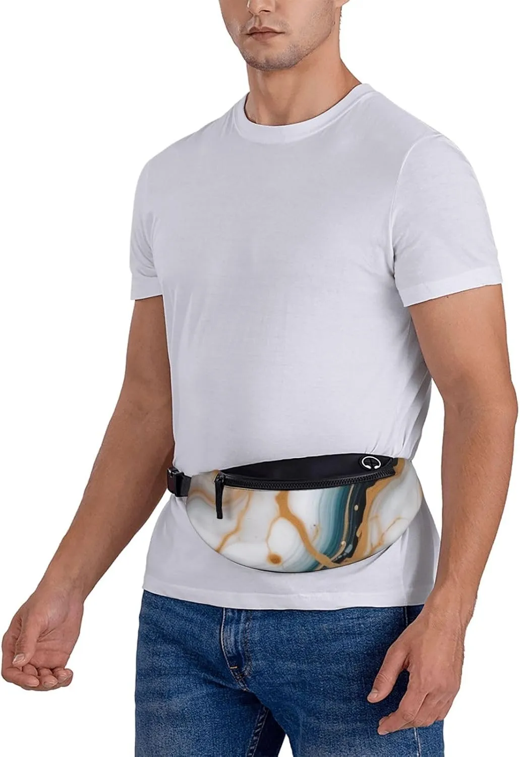 Casual Abstract Marble Stone Printed Fanny Pack,Crossbody Fanny packs for women Men Waist Bag for Running Travel