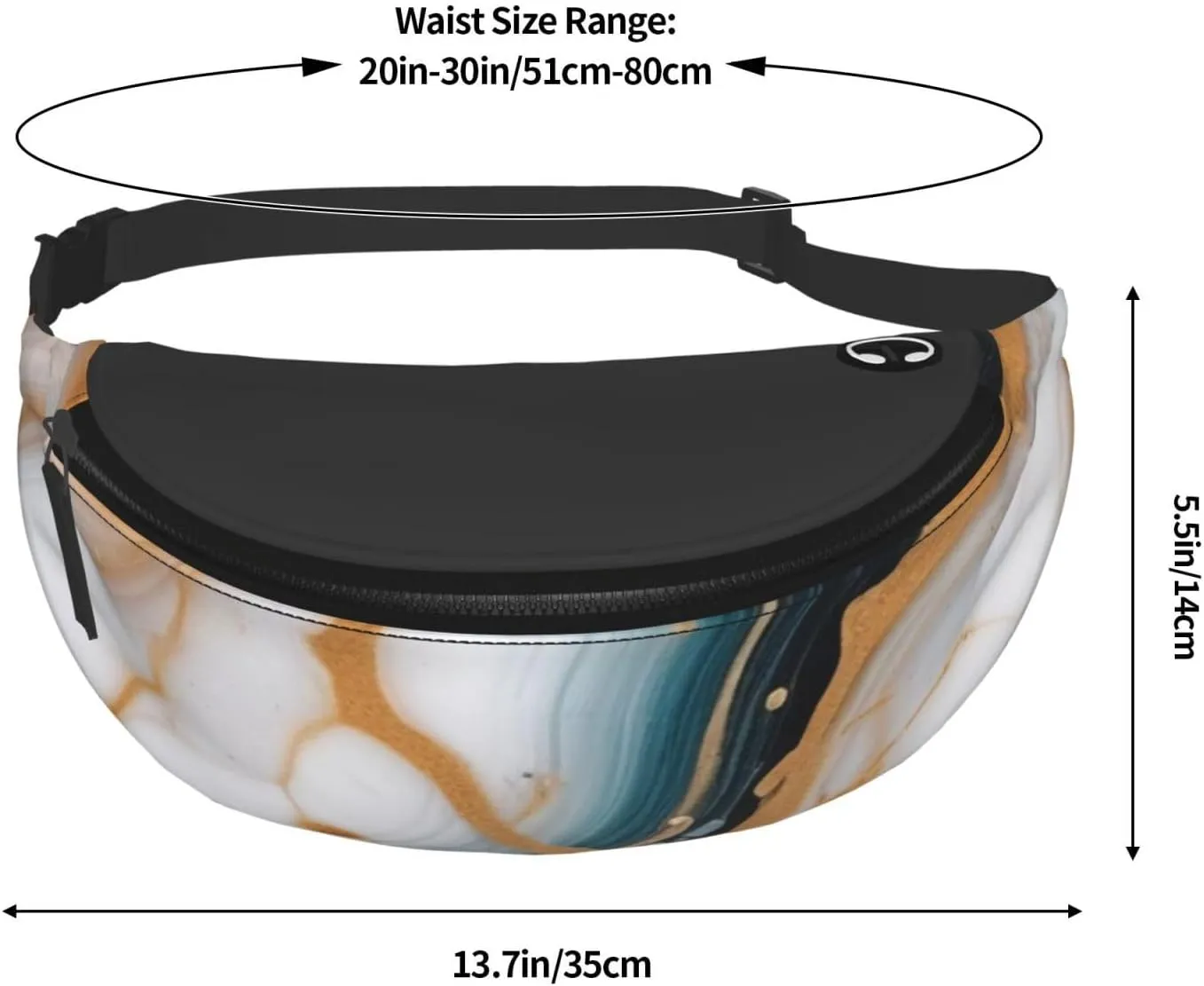 Casual Abstract Marble Stone Printed Fanny Pack,Crossbody Fanny packs for women Men Waist Bag for Running Travel