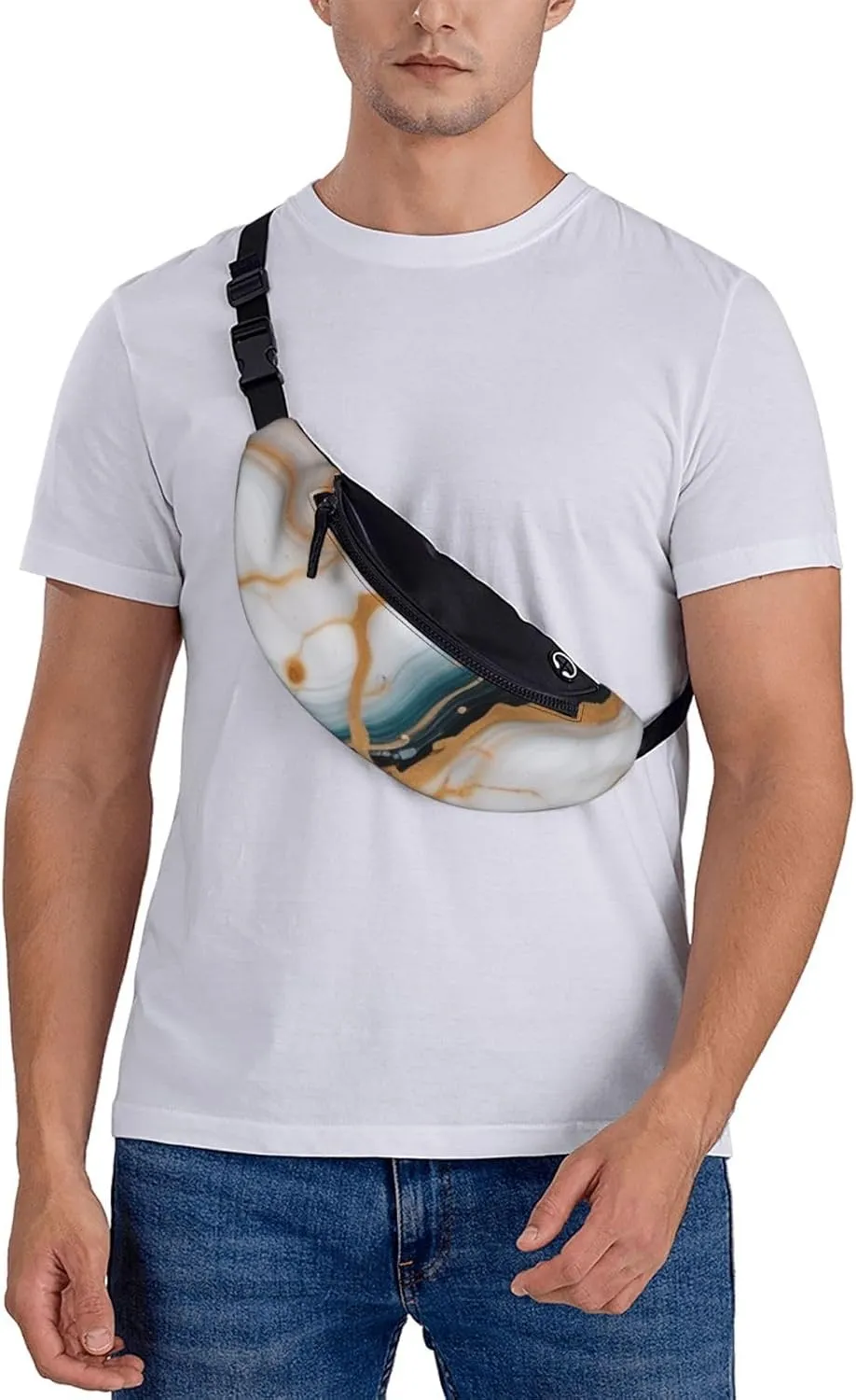 Casual Abstract Marble Stone Printed Fanny Pack,Crossbody Fanny packs for women Men Waist Bag for Running Travel
