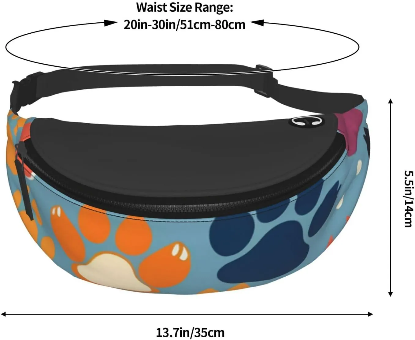 Casual Bear paw Printed Fanny Pack,Crossbody Fanny packs for women Men Waist Bag for Running Travel