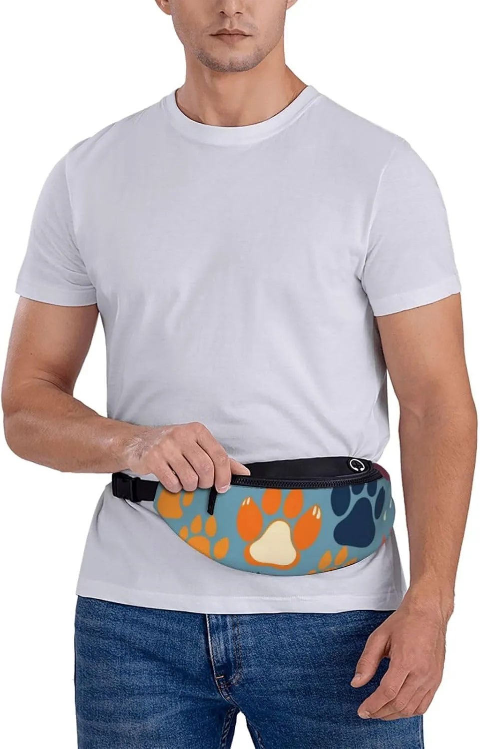 Casual Bear paw Printed Fanny Pack,Crossbody Fanny packs for women Men Waist Bag for Running Travel