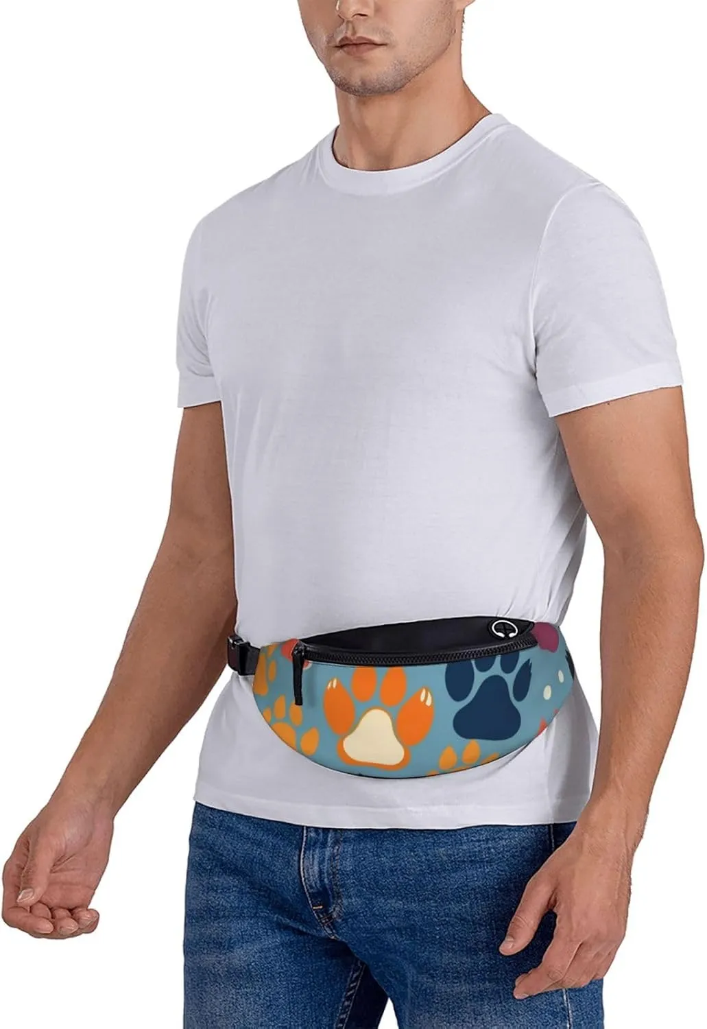 Casual Bear paw Printed Fanny Pack,Crossbody Fanny packs for women Men Waist Bag for Running Travel