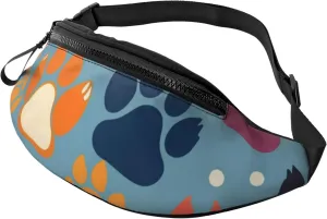 Casual Bear paw Printed Fanny Pack,Crossbody Fanny packs for women Men Waist Bag for Running Travel
