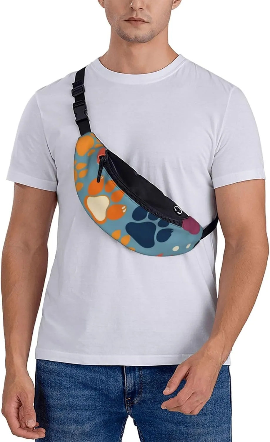 Casual Bear paw Printed Fanny Pack,Crossbody Fanny packs for women Men Waist Bag for Running Travel