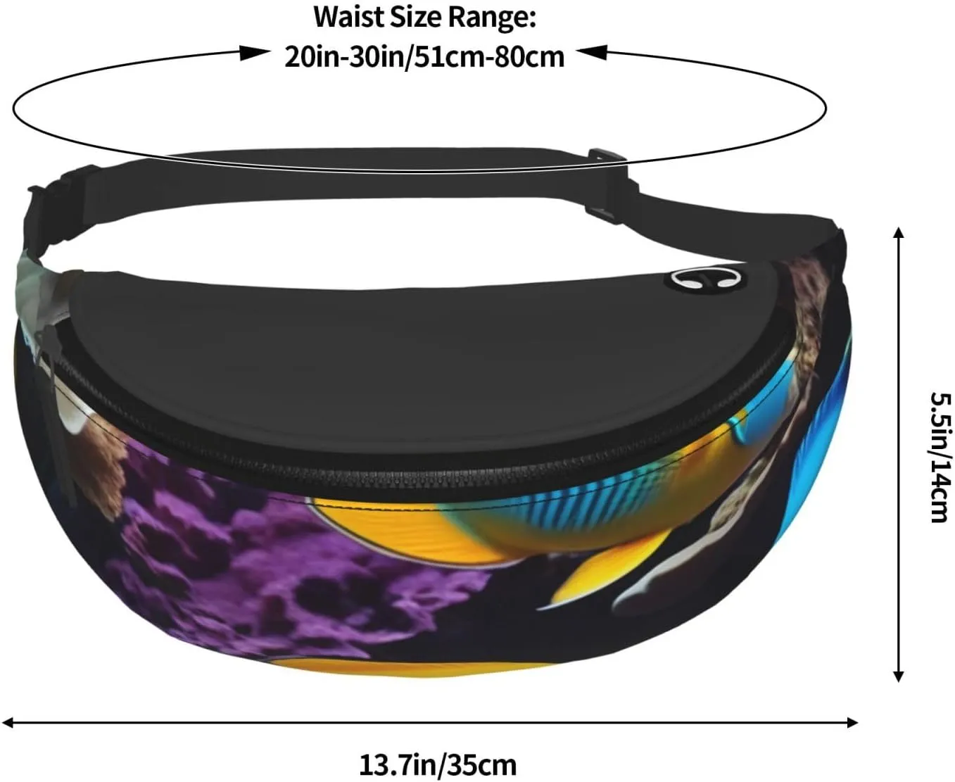 Casual Colorful Sea Fish Printed Fanny Pack,Crossbody Fanny packs for women Men Waist Bag for Running Travel
