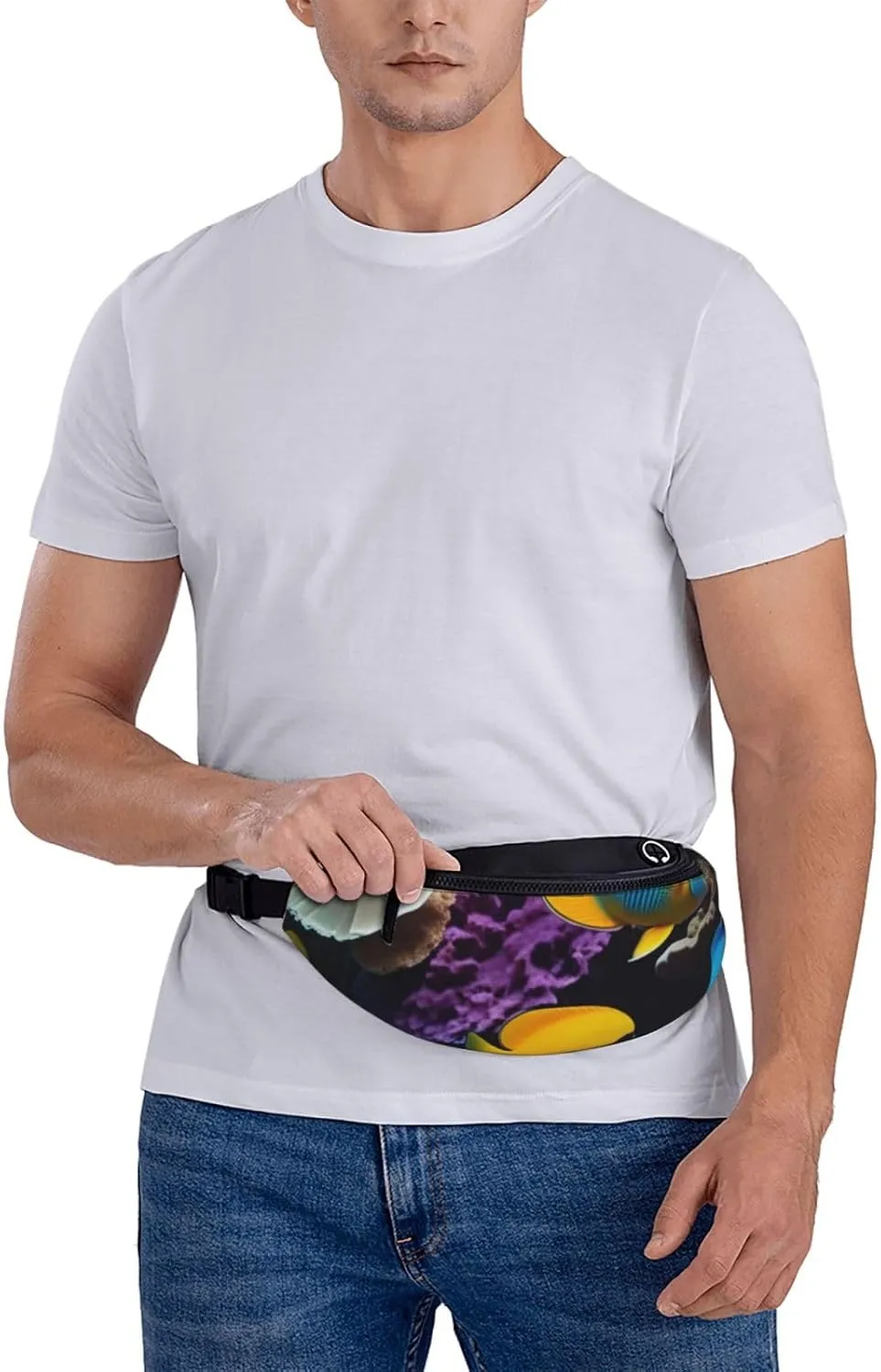 Casual Colorful Sea Fish Printed Fanny Pack,Crossbody Fanny packs for women Men Waist Bag for Running Travel