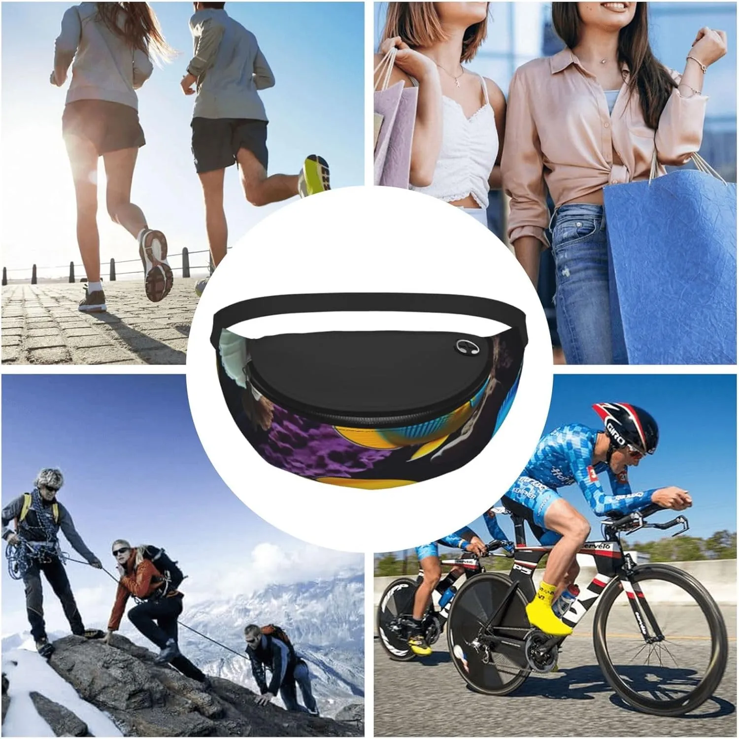 Casual Colorful Sea Fish Printed Fanny Pack,Crossbody Fanny packs for women Men Waist Bag for Running Travel