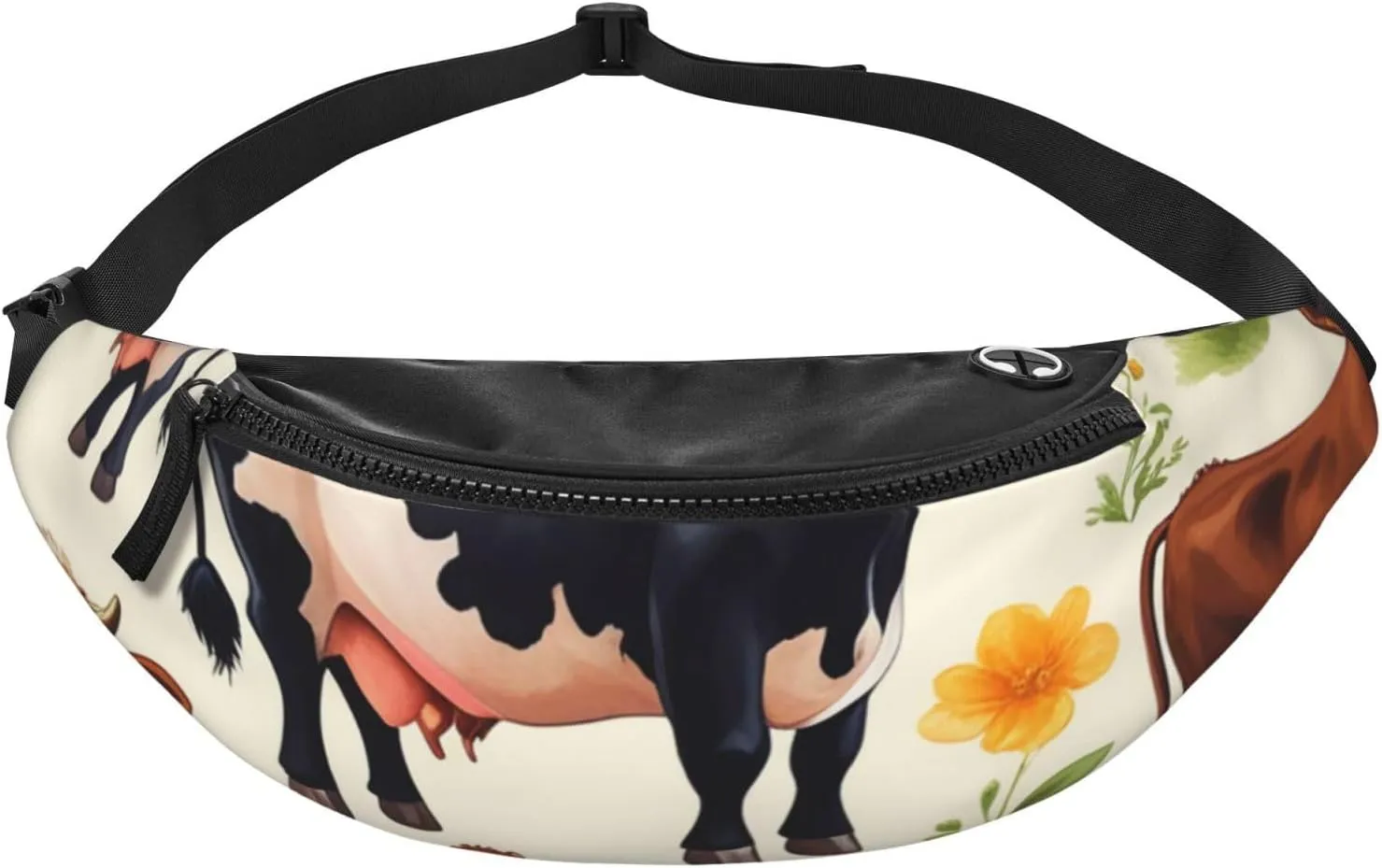 Casual Cute Little Cow Calf Pattern Printed Fanny Pack,Crossbody Fanny packs for women Men Waist Bag for Running Travel