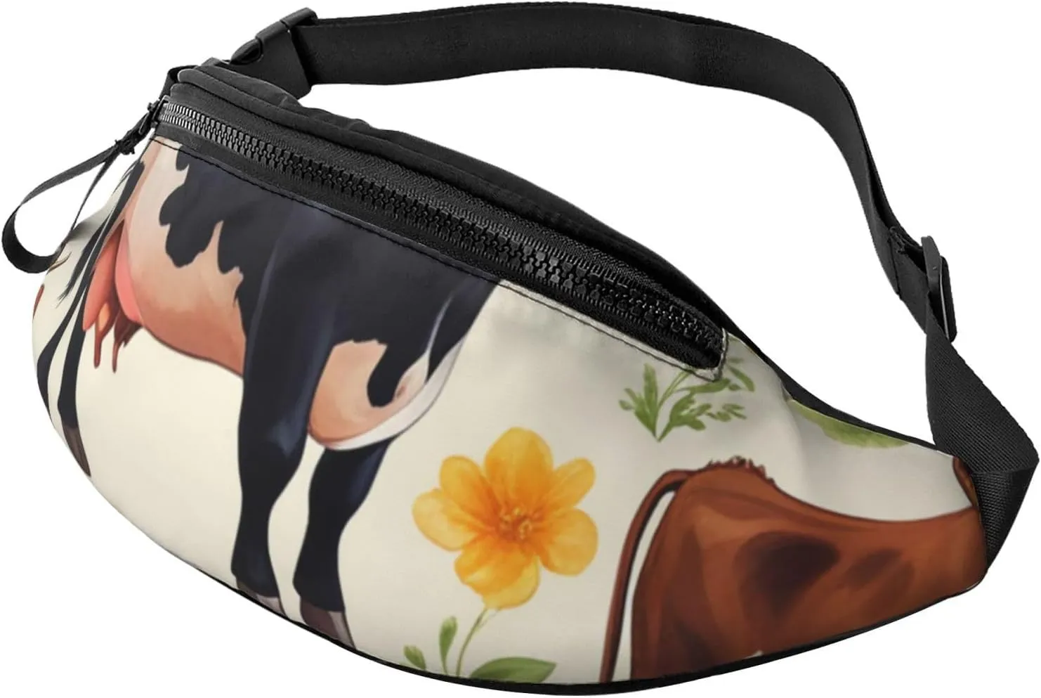 Casual Cute Little Cow Calf Pattern Printed Fanny Pack,Crossbody Fanny packs for women Men Waist Bag for Running Travel