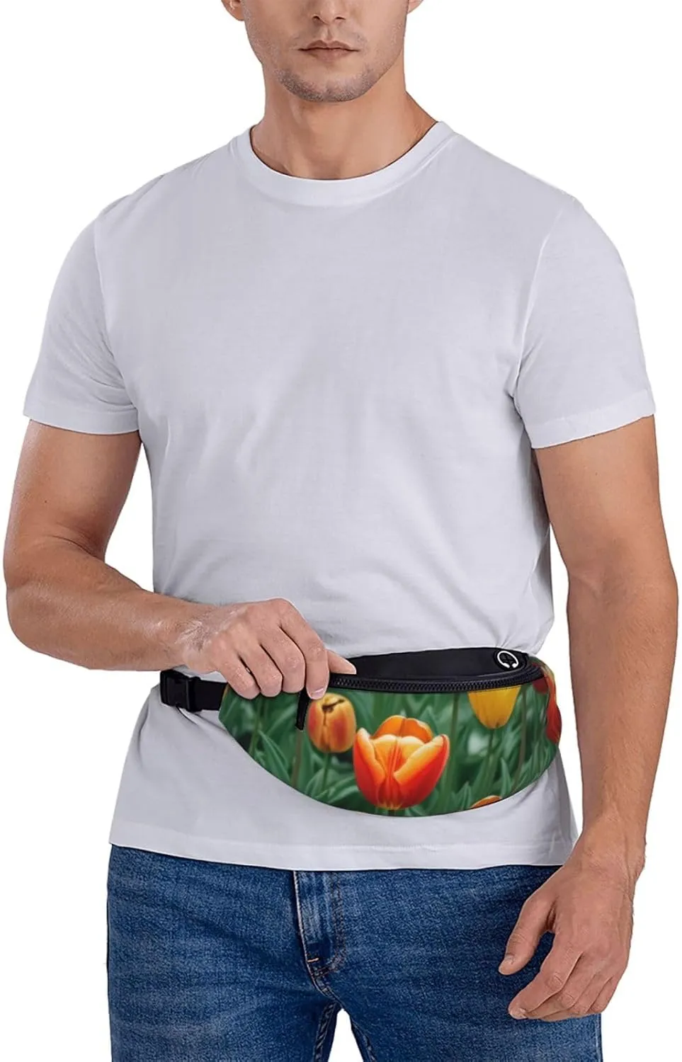 Casual tulips Printed Fanny Pack,Crossbody Fanny packs for women Men Waist Bag for Running Travel
