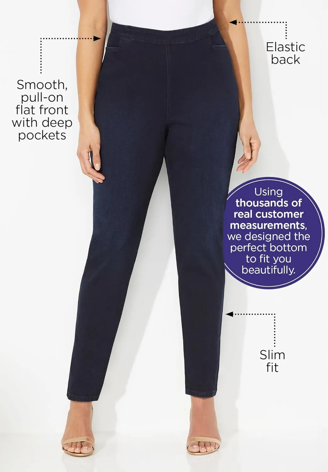 Catherines Women's Plus Size Essential Flat Front Pant