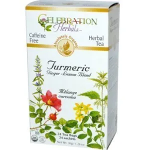 Celebration Herbals Organic Turmeric Ginger Lemon Blend, 24 Bags (Pack of 3)