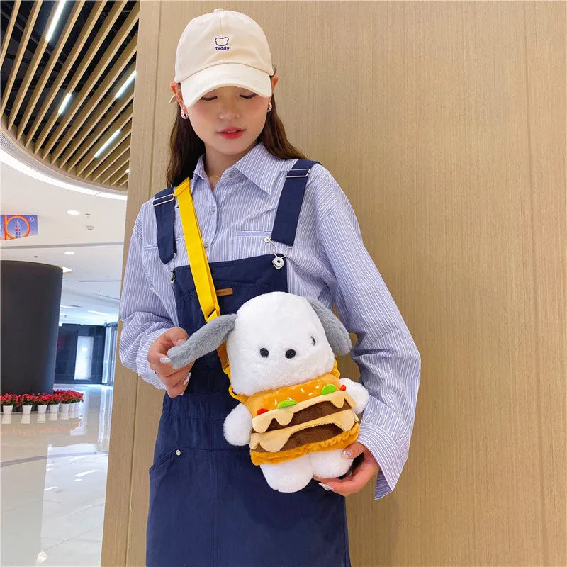 Charming Hamburger Bear Pacha Dog Plush Crossbody Bags