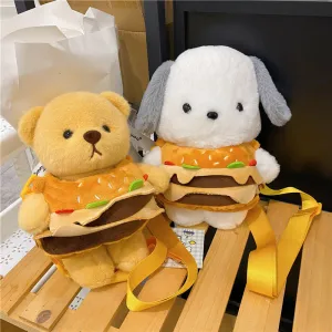 Charming Hamburger Bear Pacha Dog Plush Crossbody Bags