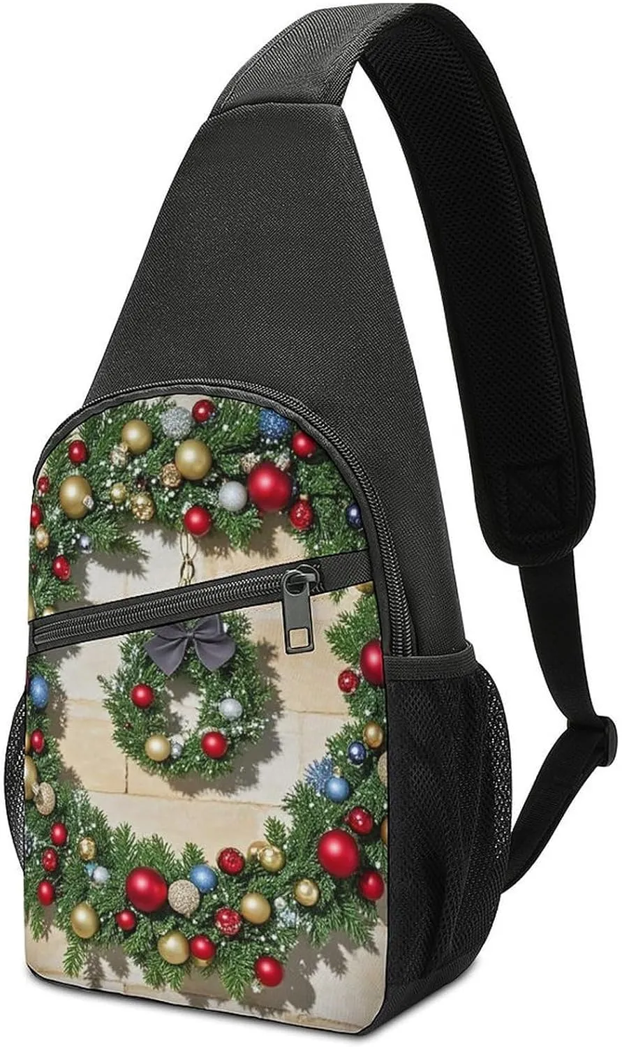 Chest Bag Fanny Pack Christmas Garland Printed Cross Body Bag Waist Packs Sling Bag for Women Men