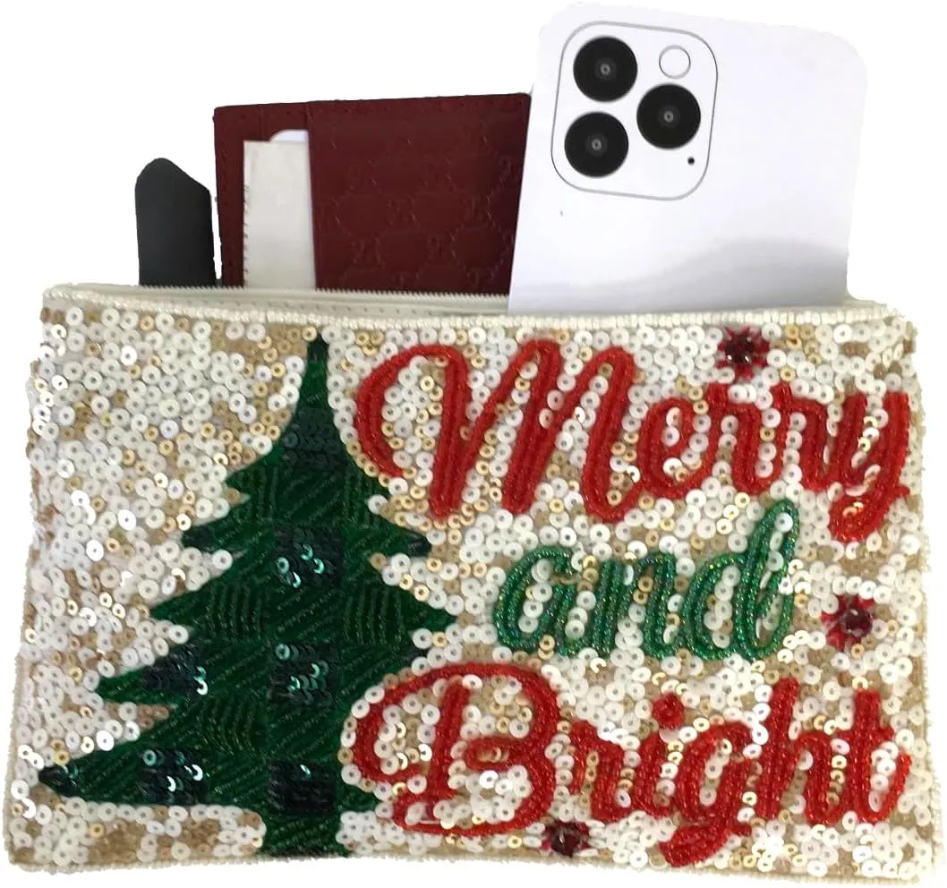 Christmas Cheer Women's Beaded Holiday Mingle Wristlet Phone Crossbody